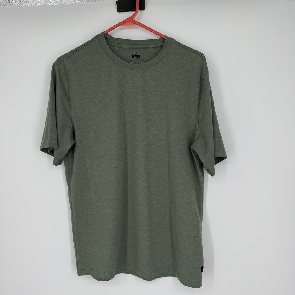REI Co-op Sage Green Tee Shirt Men SZ S Crew Neck Athletic Moisture Wicking